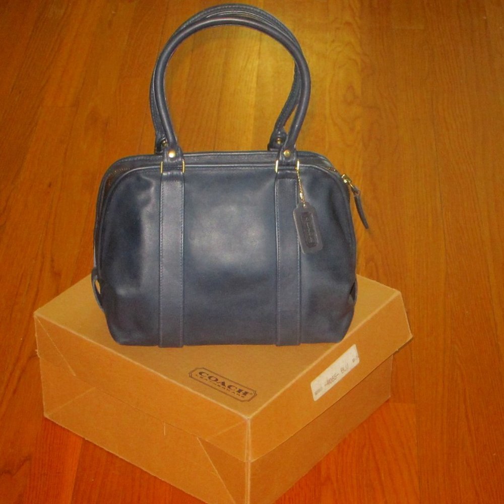 Vintage Coach Soft Satchel 4055 Doctor Bag Purse Navy Blue MIB boxed